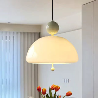 Modern white glass half globe pendant light, colored finish ceiling fixture