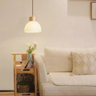 CEILY Glass with Natural Wood Detail Ceiling Light – view 3