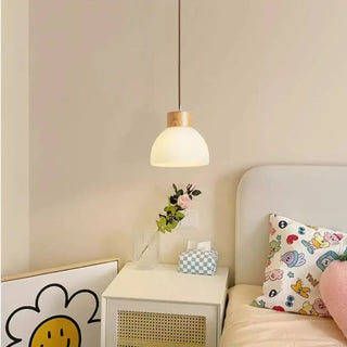 CEILY Glass with Natural Wood Detail Ceiling Light – view 1