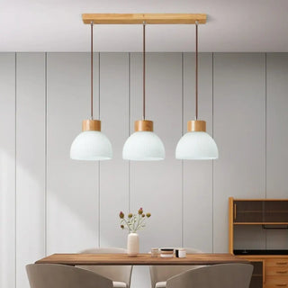 CEILY Glass with Natural Wood Detail Ceiling Light – view 2