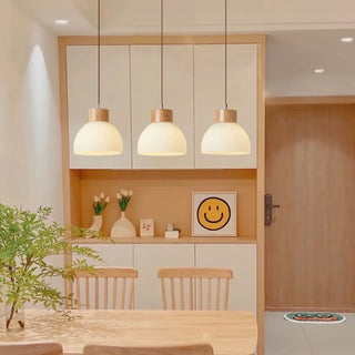 CEILY Glass with Natural Wood Detail Ceiling Light – view 5