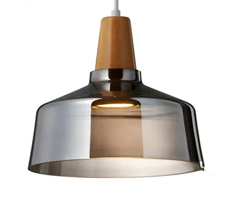 Suspension en verre – Luminaire moderne avec finition effet bois
