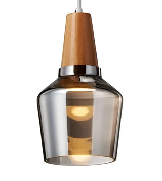 Ceiling suspension glass pendant, modern wood effect hanging light fixture