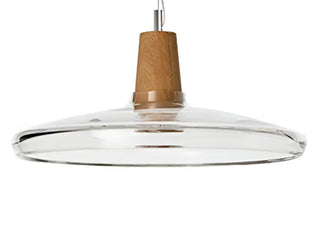 Suspension en verre – Luminaire moderne avec finition effet bois