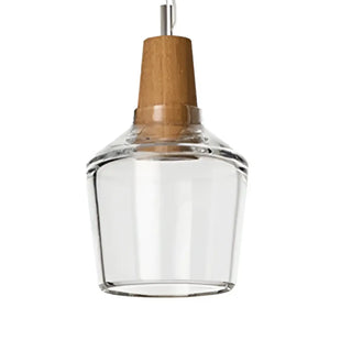Modern wood effect glass pendant lamp, ceiling suspension hanging fixture