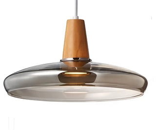 Suspension en verre – Luminaire moderne avec finition effet bois