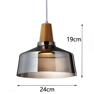 CORKINA Modern Smoked Glass and Wood Design Ceiling Light – view 8