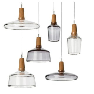 CORKINA Modern Smoked Glass and Wood Design Ceiling Light – view 3