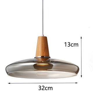 CORKINA Modern Smoked Glass and Wood Design Ceiling Light – view 11