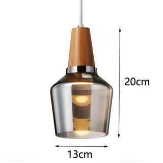 CORKINA Modern Smoked Glass and Wood Design Ceiling Light – view 5