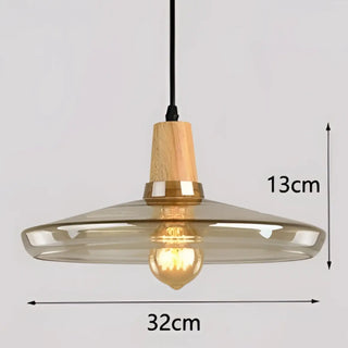 CORKINA Modern Smoked Glass and Wood Design Ceiling Light – view 12