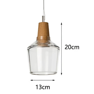 CORKINA Modern Smoked Glass and Wood Design Ceiling Light – view 4