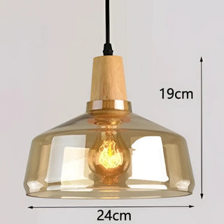 CORKINA Modern Smoked Glass and Wood Design Ceiling Light – view 9