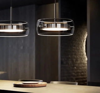 Designer smoked glass hanging lamp, modern pendant ceiling light for dining room