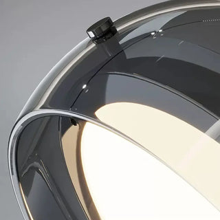 Modern smoked glass pendant fixture detail, designer hanging ceiling lamp
