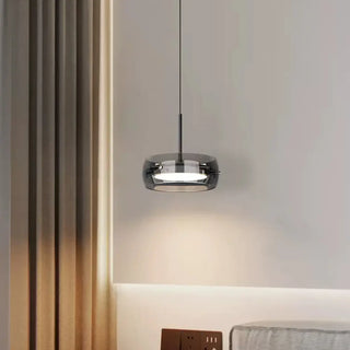 Smoked glass pendant light with refined metal suspension, modern hanging ceiling lamp