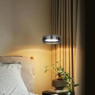 Modern smoked glass pendant lamp, contemporary ceiling fixture with soft diffused glow