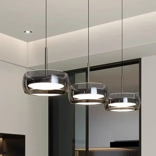 Contemporary smoked glass ceiling lamp, modern pendant light for living room
