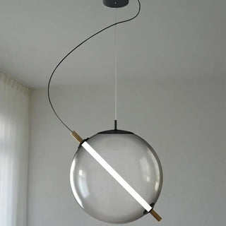 Elegant smoked glass pendant, spherical modern interior ceiling fixture