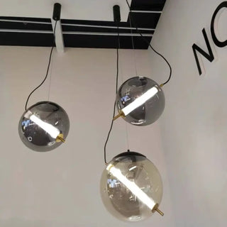 Modern smoked glass sphere pendant light, elegant interior ceiling fixture