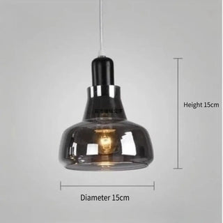 Modern pendant lamp with smoked glass shade, contemporary hanging ceiling light