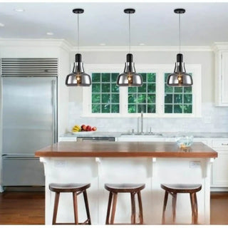 Modern smoked glass pendant lamp, soft diffused hanging ceiling light for dining room
