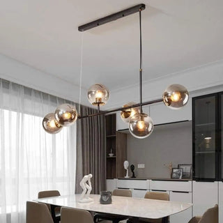 Modern glass pendant light with soft diffused lighting, designer hanging ceiling fixture