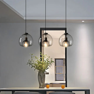 Blown glass black pendant ceiling lamp, modern kitchen hanging light fixture