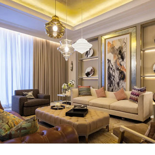 Contemporary Art Deco pendant light, elegant glass geometric ceiling fixture