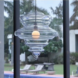 Designer Art Deco glass pendant lamp, elegant geometric ceiling hanging light