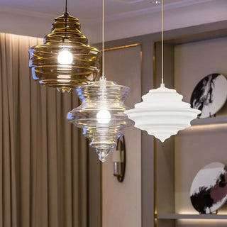 Glass geometric pendant light, Art Deco elegant decorative ceiling fixture