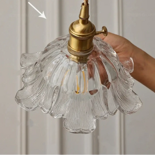 Vintage clear glass pendant light, industrial style ceiling hanging fixture