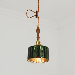 FACETE Dark Green Copper and Wood Ceiling Light – view 4