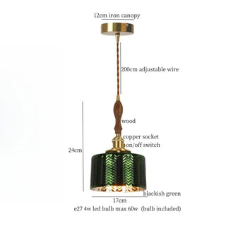 FACETE Dark Green Copper and Wood Ceiling Light – view 5