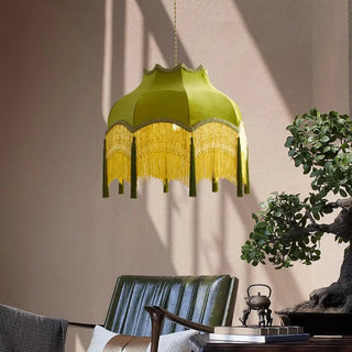 Green retro hanging pendant lamp, industrial style ceiling fixture for kitchen or workshop