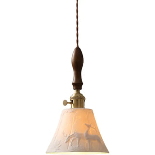 Rustic deer pattern pendant light, vintage hanging ceiling fixture decor