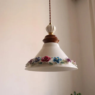 FINAH Vintage Ceramic White Floral Pattern Ceiling Light – view 1