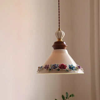 FINAH Vintage Ceramic White Floral Pattern Ceiling Light – view 2