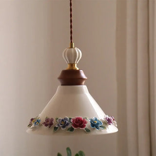 FINAH Vintage Ceramic White Floral Pattern Ceiling Light – view 3