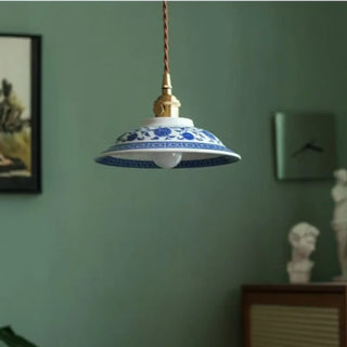 EMALINE Vintage Blue Ceramic Ceiling Light – view 5