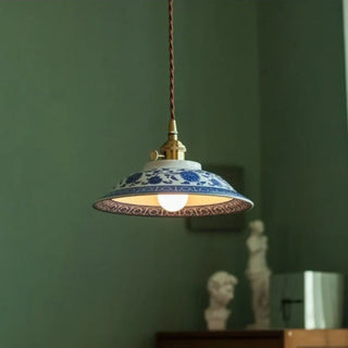 EMALINE Vintage Blue Ceramic Ceiling Light – view 3