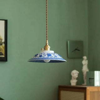EMALINE Vintage Blue Ceramic Ceiling Light – view 4