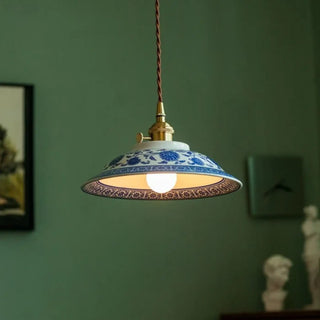EMALINE Vintage Blue Ceramic Ceiling Light – view 2