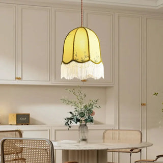 Bohemian floral fringe pendant lamp, vintage decorative hanging ceiling light