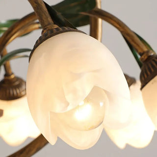 Soft ambient floral pendant light, vintage elegant living room ceiling fixture