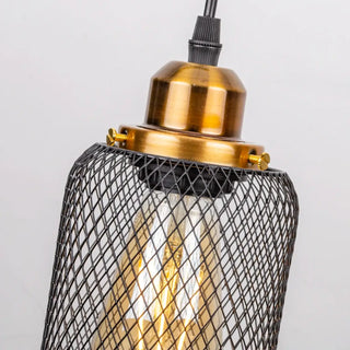 Vintage industrial hanging lamp, black and gold metal ceiling fixture decor
