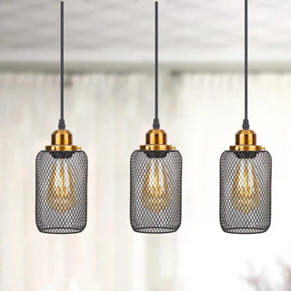 Industrial pendant light, black gold metal vintage design for living room
