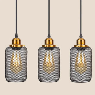 Vintage industrial pendant light, black and gold metal ceiling fixture