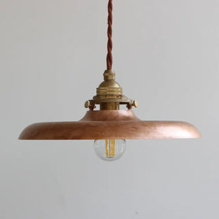 Vintage industrial hanging lamp with braided textile cable, metal pendant ceiling fixture