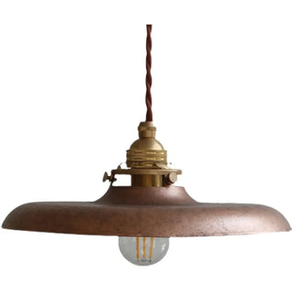 Retro industrial pendant light with braided textile cord, vintage metal ceiling hanging lamp